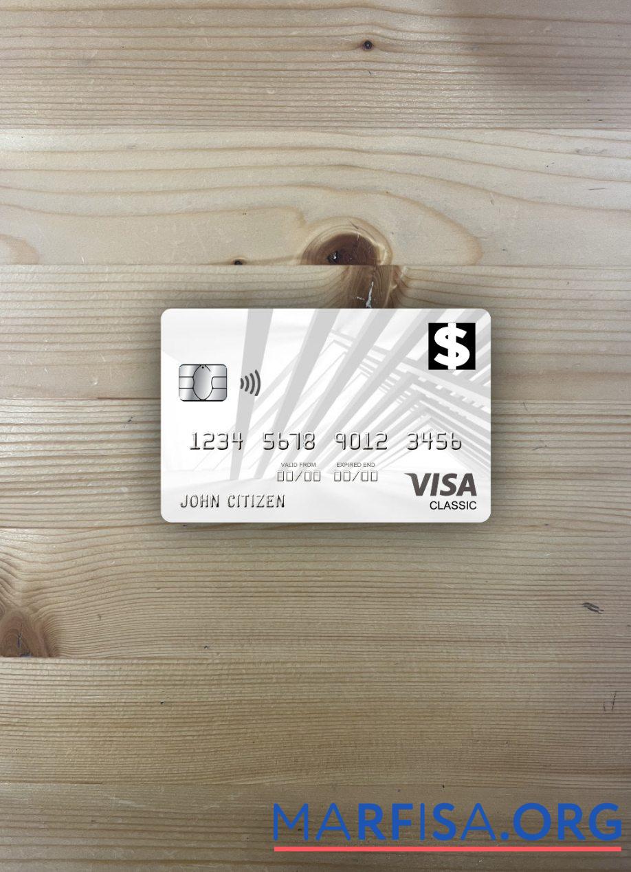 Downloadable USA First Bank of Wiki visa classic card photolook front download for verification